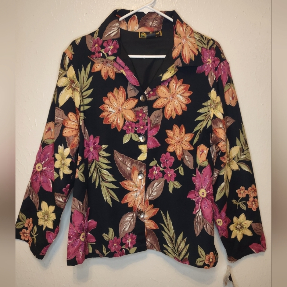 Vintage New Embellished Floral Blazer/Jacket Marasol Womens Size Medium